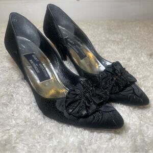 Vintage Stuart Weitzman Black Brocade Heels